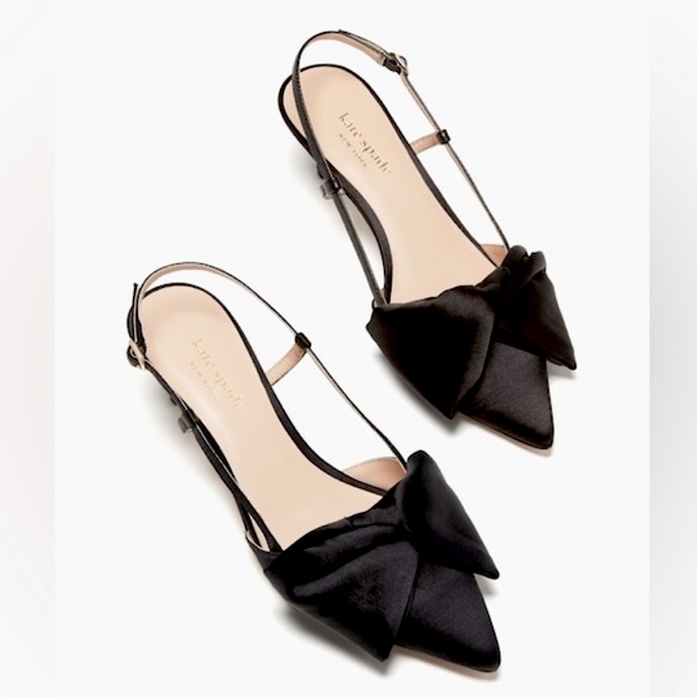🆕 Kate Spade ♠️ Black satin Lux Marseille Pumps with dust bag